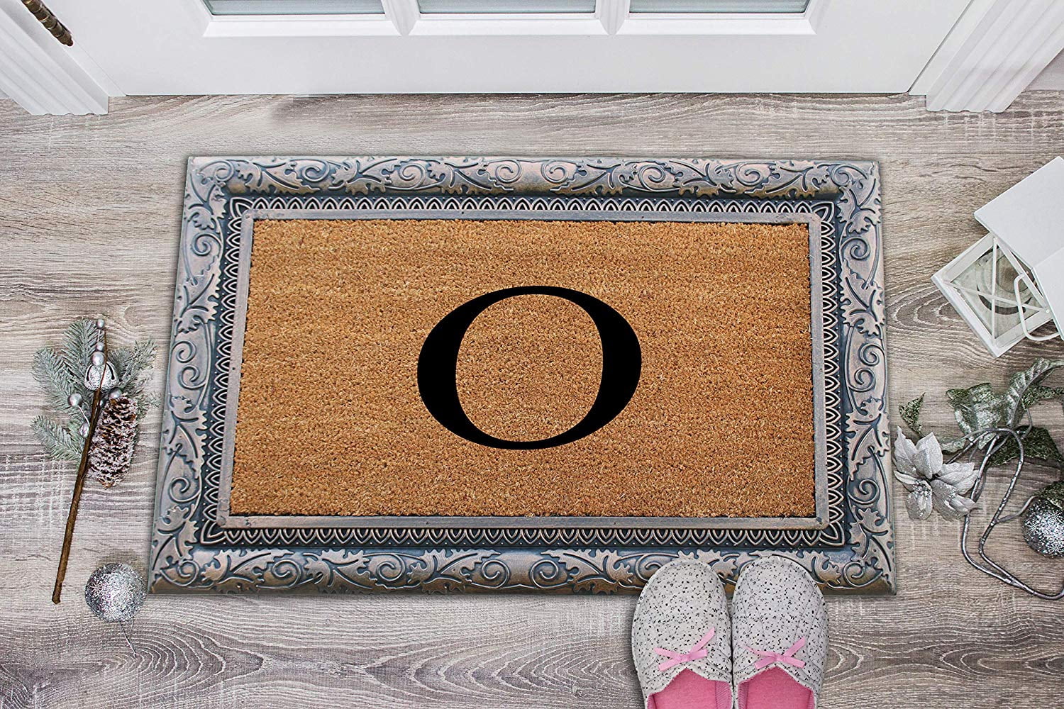 A1HC First Impression Rubber and Coir Albena 24" X 36" Bronze Finished Heavy Duty Monogrammed Doormat