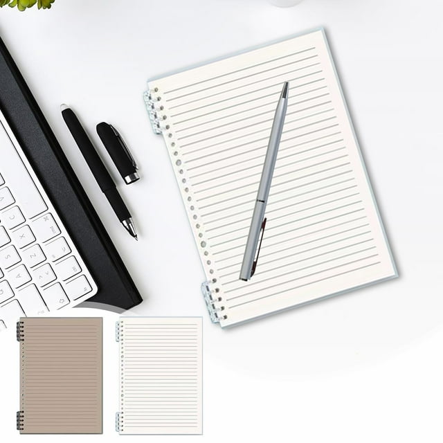 Cuaderno de hojas sueltas | A5 Diario Transparente en Espiral | Carpeta desmontable, recargable, papel grueso, escritura de doble cara | Blanco | 8,07x5,51 in | 120 páginas