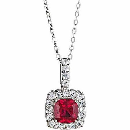 Created Ruby and Created White Sapphire Sterling Silver Pendant