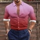 thumbnail image 1 of Blusa y camisa de manga larga con cuello vuelto para hombre, estilo casual, a la moda, con botones estampados, blusa de manga larga con cuello vuelto, camisetas de poliéster para hombre, 1 of 5