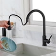 thumbnail image 3 of Cfowner Kitchen Faucet with Pull Down Sprayer, Commercial Kitchen Faucets for Bar Laundry, 360°Swivel Spout, Matte Black, 3 of 6