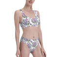 thumbnail image 4 of High Waisted Bikini Sets For Women, Violets Flowers Purple Pink Swimsuits Tummy Control, Two Pieces Bathing Suit, 4 of 8