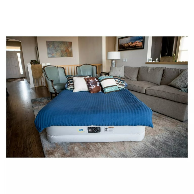 Serta raised queen pillow top cheap air mattress with never flat pump