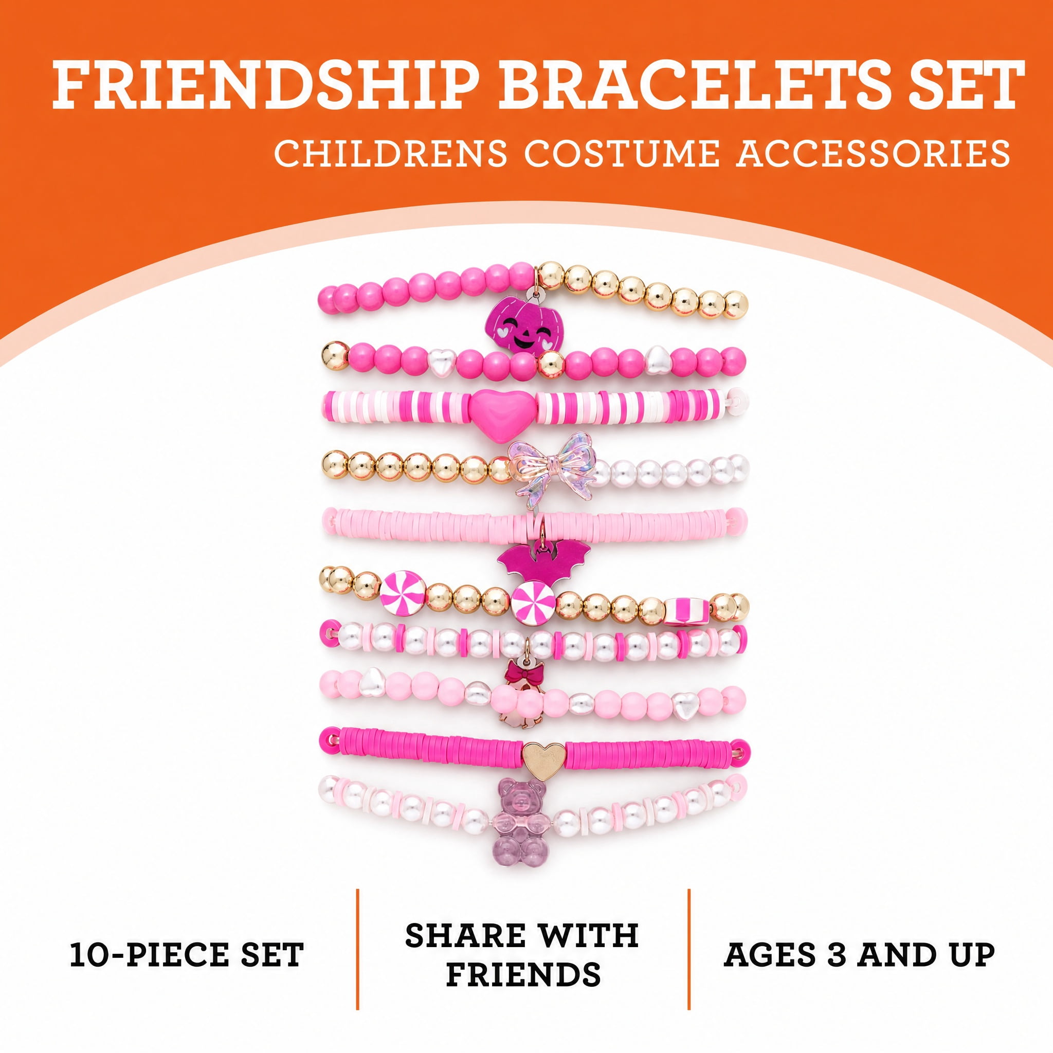 Friendship Bracelets Costume Accessory Set for Children, Pink, 10 Pieces, Halloween by Way To Celebrate