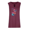 thumbnail image 6 of WXLWZYWL Womens Summer Tops 2023 Clearance Trendy Printed V Neck Sleeveless Tee Shirts Casual Tee Wine, 6 of 6
