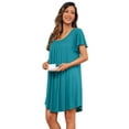 thumbnail image 5 of JWD Womens Nightgown Short Sleeves Sleepwear Soft Loose Sleepshirt Scoopneck Pleated Nightshirt Loungewear, 5 of 5