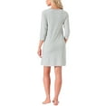 thumbnail image 3 of INSPIRE CHIC Womens Sleepwear Cotton Stripe 3/4 Sleeve Round Neck Midi Contrast Color Soft Sleepdress Nightgown L Gray, 3 of 6