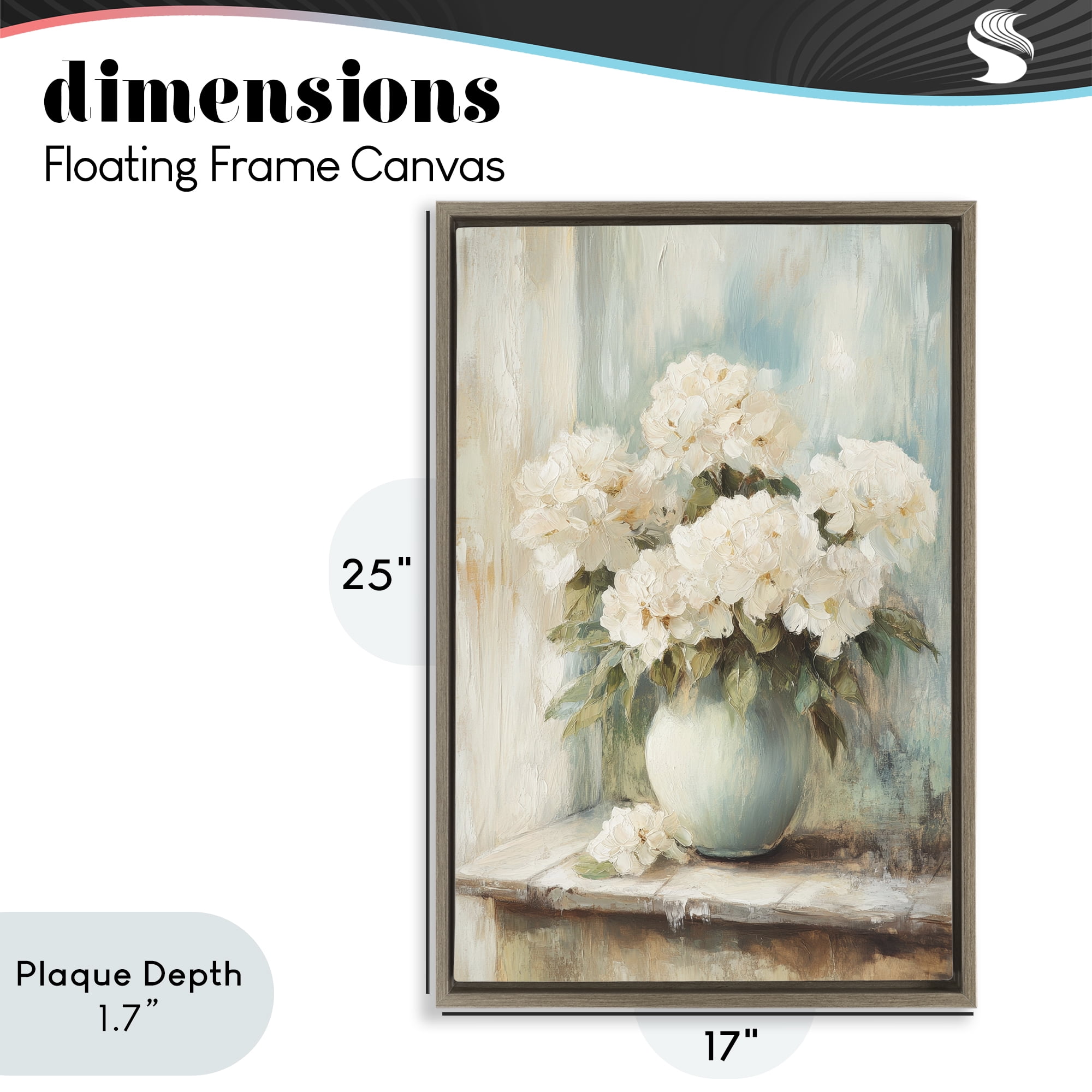 Stupell Industries Mantle Arrangement of Soft Blossoms Brown Framed Floater Canvas Wall Art, design by Petal Prints Design