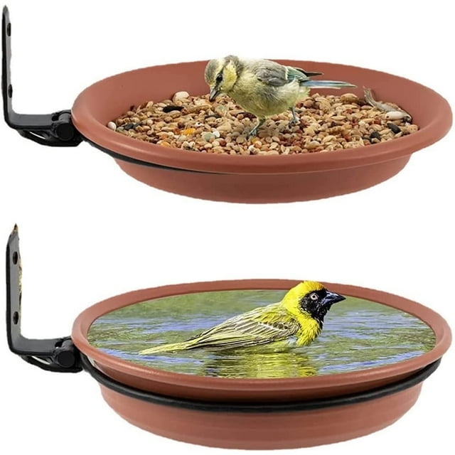 Comedero para pájaros colgante para exteriores, comedero para pájaros para balcón, baño de pájaros salvajes, comedero para pájaros de pie, 2 uds.