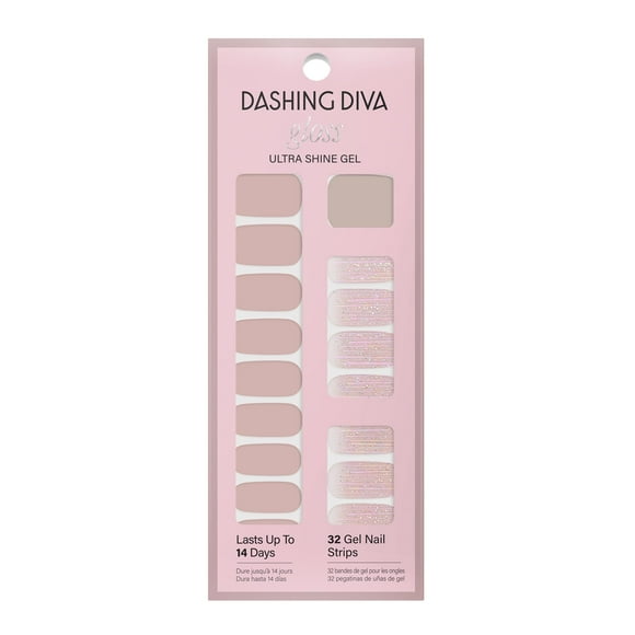 Tiras de uñas brillantes Dashing Diva - Sombrero gris topo | Pegatinas de uñas de gel de larga duración resistentes a los rayos UV | Contiene 32 envolturas para uñas, 1 almohadilla de preparación, 1 l