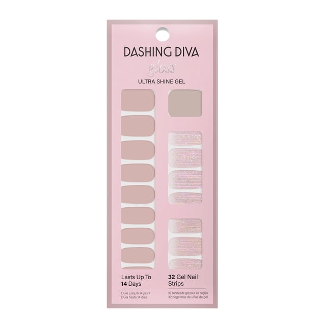 Tiras de uñas brillantes Dashing Diva - Sombrero gris topo | Pegatinas de uñas de gel de larga duración resistentes a los rayos UV | Contiene 32 envolturas para uñas, 1 almohadilla de preparación, 1 l