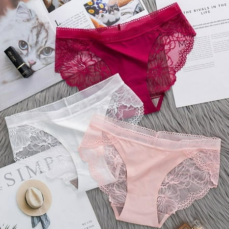 

Women s Underwear Lace Panties Soft Stretch Bikini Hipster Silky Comfy Briefs Pack of 3