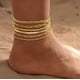 thumbnail image 3 of 6 pulseras de tobillo de oro para mujer, juego de tobilleras en capas chapadas en oro de 14 k, resistentes al agua, con clip de papel y cuentas de espiga Figaro, 3 of 4