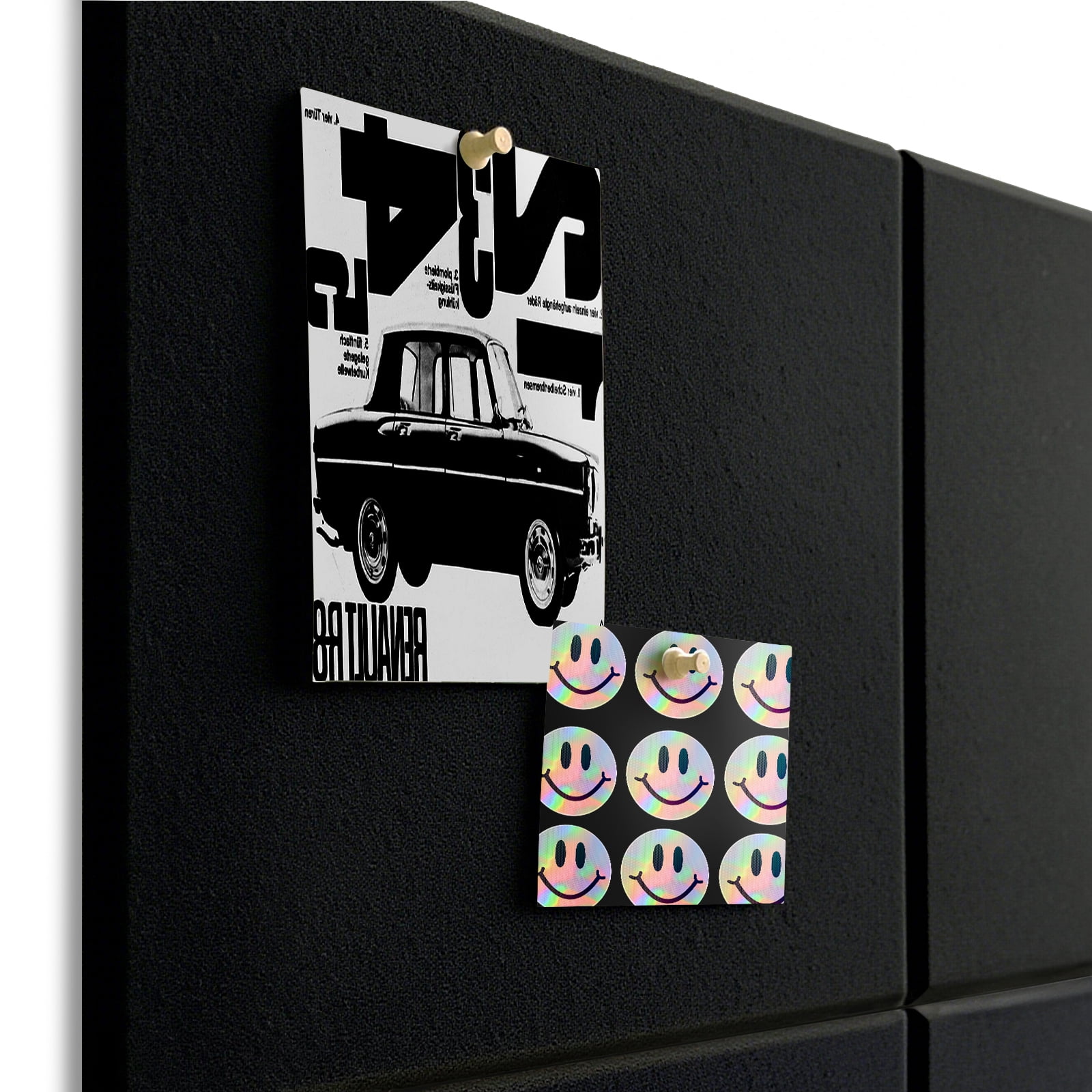 Large Cork Board for Office Decor,48"x36"-12 Pack Felt Wall Tiles with Safe Removable Adhesive Tabs, 1/2" Thick Felt Bulletin Board,Cork Boards for Walls Pin Board - Black
