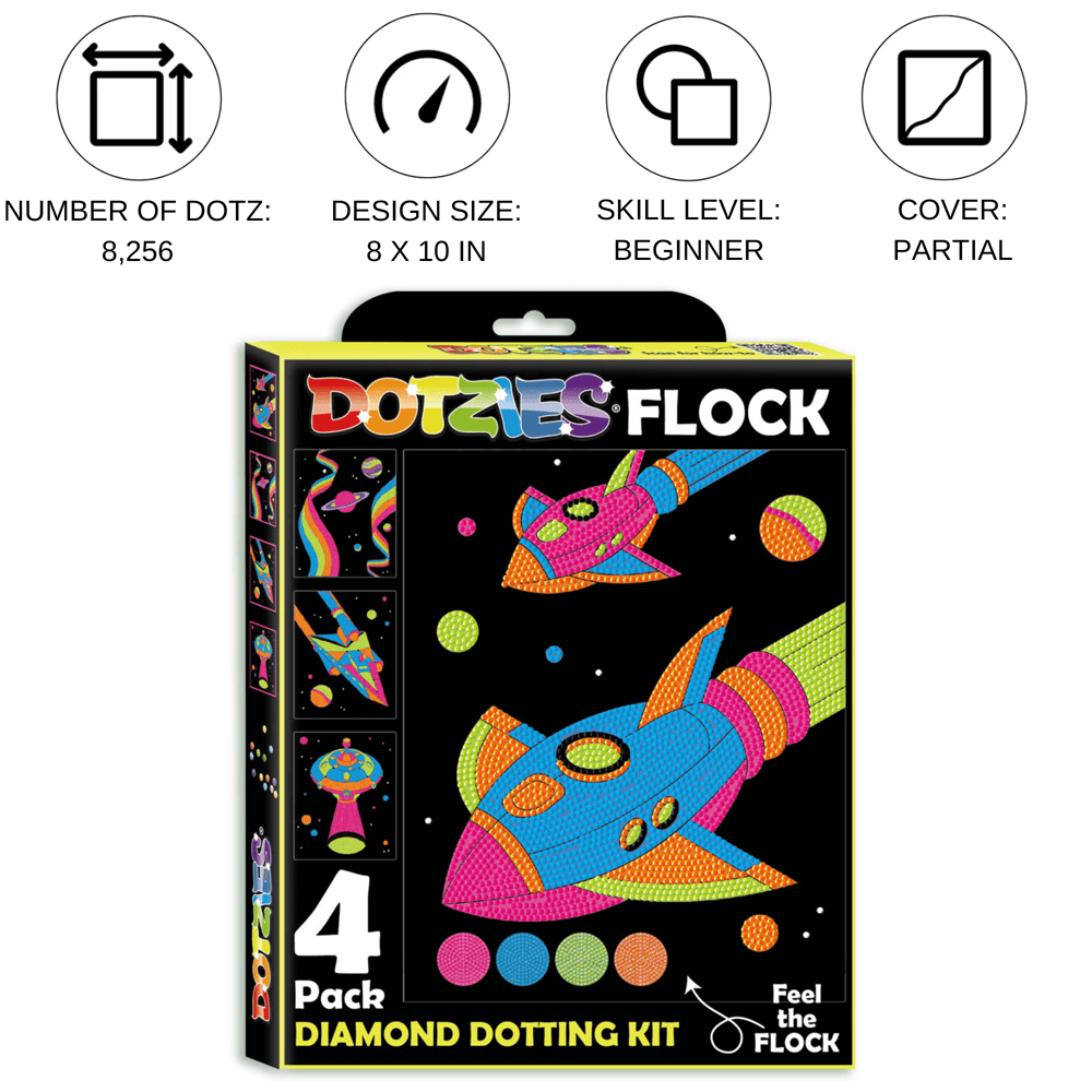 Diamond Dotz Neon Flock Space Diamond Painting Kits for Adults - Colorful Diamond Art Kits a Relaxing Creative Craft Kit with Dotz Gems 10x8