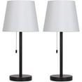 thumbnail image 1 of 2pcs Classical Table Lamp Pull Chain Switch Nightstand Fabric Lamps, 1 of 6