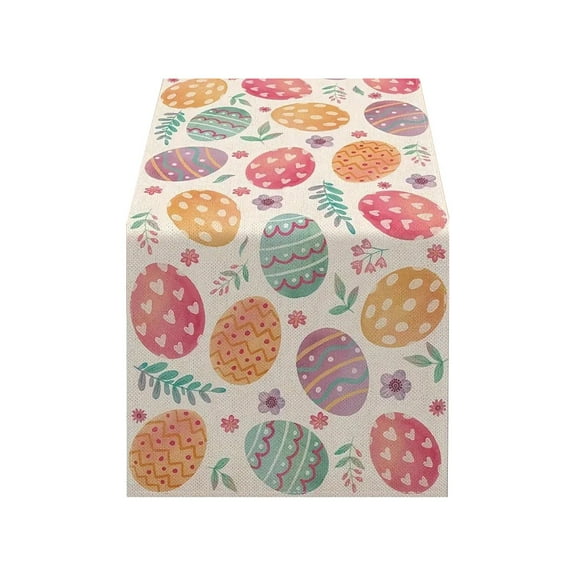 Bizhua Table Clotheaster Table Flag Holiday Bunny Egg Little Printed Vintage Easter Decor Tablecloth Easter Home Decorations, 1* Table Flag