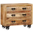 thumbnail image 1 of vidaXL Sideboard with 3 Drawers 80x30x65 cm Solid Rough Wood Mango, 1 of 5