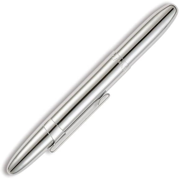 Fisher Space Pen Chrome Bullet Pen, Ballpoint, Brass, Black Ink, Pocket Clip