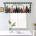 thumbnail image 2 of Christmas Kitchen Curtains Black and White Buffalo Plaid Christmas Tree Windows Valances Rod Pocket Curtain Valance for Bathroom Living Room Cafe 54x18 inch Window Treatment for Home Decor, 2 of 5