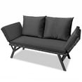 thumbnail image 7 of Devoko Patio Wicker Daybed with Adjustable Armrest, Outdoor Foldable PE Rattan Sofa Bed for All-Weather Use,Black, 7 of 7