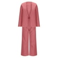 thumbnail image 6 of QATAINLAV Women's 2 Piece Pant Suits Dressy Blazer Wide Leg Pants Matching Sets Solid Color Business Casual Outfits, Pink, XXL, 6 of 7