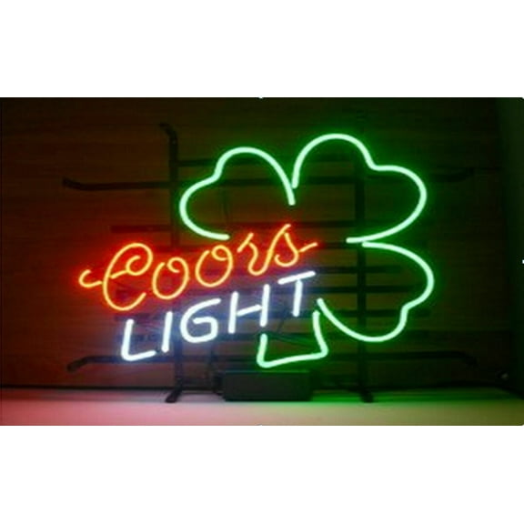 Queen Sense 17"x14" Coor Light Clover Shamrock Neon Sign Man Cave Handmade Neon Light 117CLC