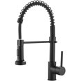 thumbnail image 1 of Kitchen Faucets Commercial Solid Brass Single Handle Single Lever Pull Down Sprayer Spring Kitchen Sink Faucet, Matte Black 9009R, 1 of 5