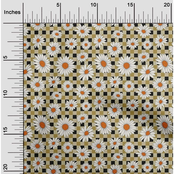 oneOone Cotton Silk Beige Fabric Sunflower Floral Craft Projects Decor Fabric Printed By The Yard 42 Inch Wide