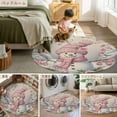 thumbnail image 6 of Pink Snowman Christmas Area Rug, Xmas Floral Tree Snowflake Rustic Washable Large Circle Carpet, Non Slip Round Rug for Living Room/Bedroom/Dining Room/Home Office/Dorm, 6 of 9