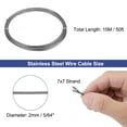 thumbnail image 2 of Unique Bargains 5/64" (2mm) 50ft (15M) 304 Stainless Steel Cable Wire Rope 7x7 Strands, 2 of 5