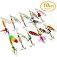 thumbnail image 3 of Fishing Lure Spinnerbait Kit with Tackle Box, 8 Pcs/10 Pcs Bass Trout Perch Salmon Hard Metal Rooster Tail Fishing Lures Kit, 3 of 7