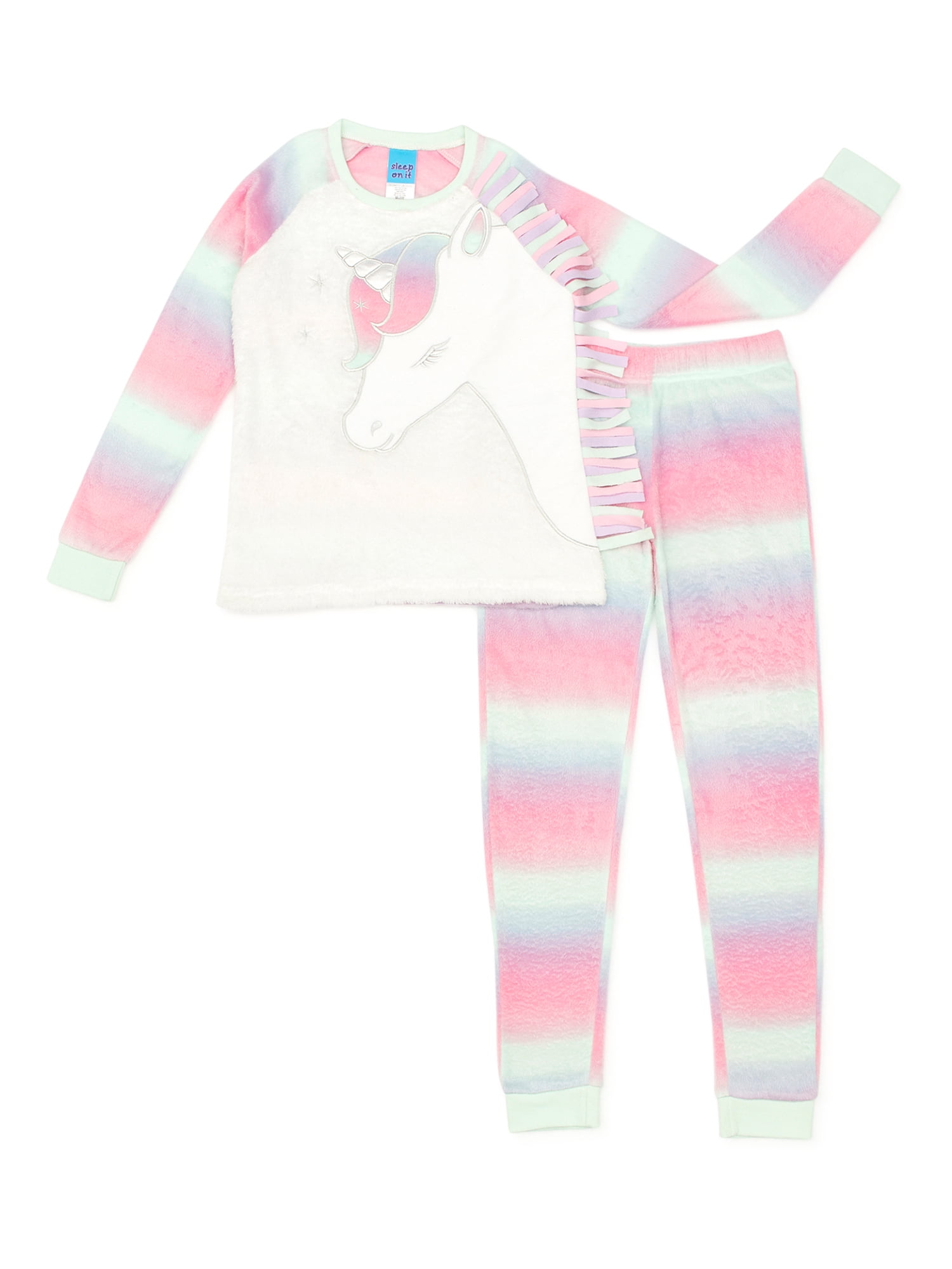 Sleep On It Girls Fleece Pajama Set, 2-Piece, Sizes 7-16 - Walmart.com