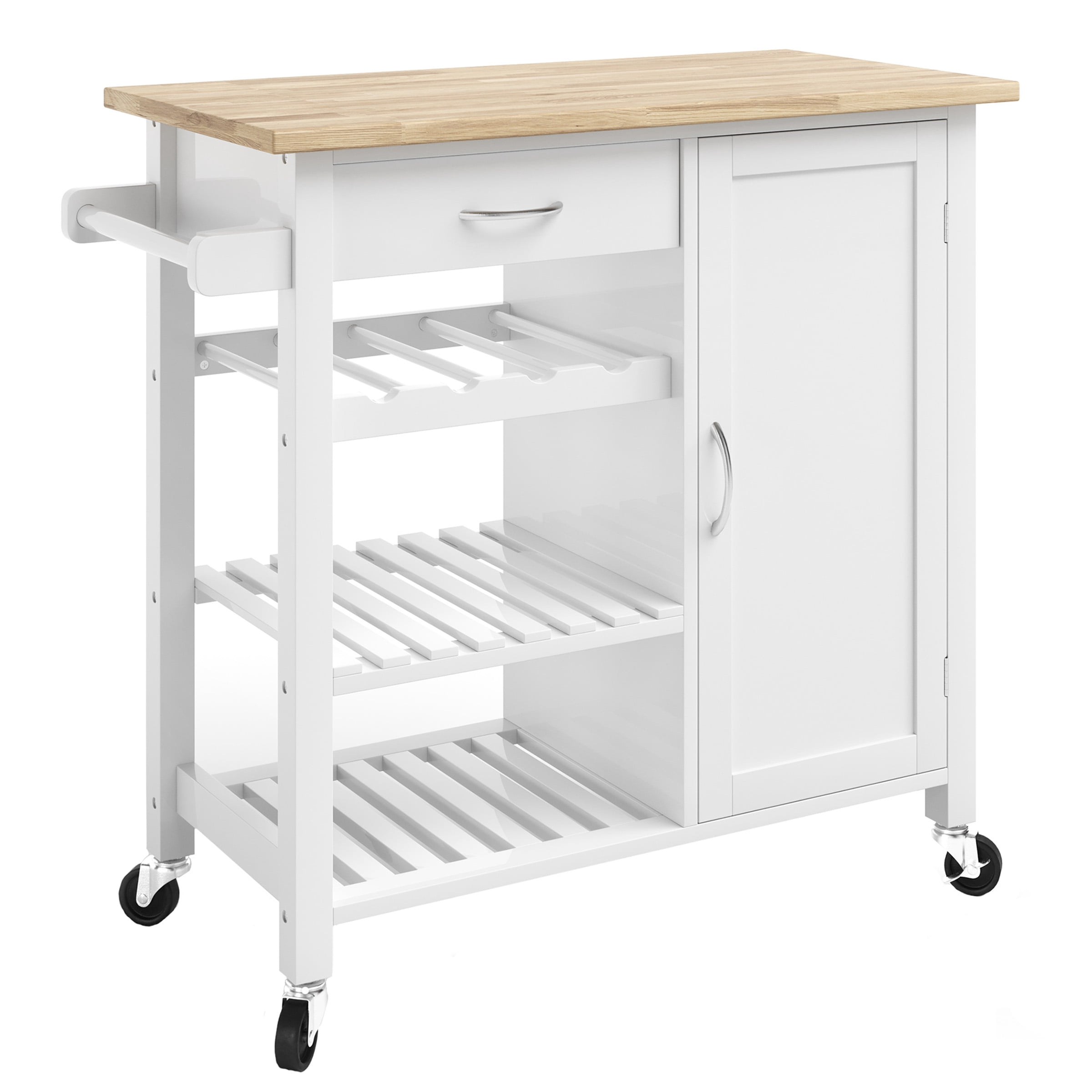 Lavish Home Kitchen Island with Towel Rack and Shelves
