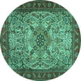 thumbnail image 1 of Ahgly Company Machine Washable Indoor Round Persian Turquoise Blue Traditional Area Rugs, 5' Round, 1 of 4
