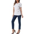 thumbnail image 2 of INSPIRE CHIC Women's Short Sleeve Button Decor Ruched Front Casual  Basic T-shirt S White, 2 of 6