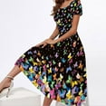 thumbnail image 2 of USSUMA Summer Dresses for Women 2022 Butterfly Print Elegant Flowy Swing A Line Maxi Long Womens Dresses Short Sleeve Sundresses for Women Round Neck Wedding Guest Dresses for Women, 2 of 6
