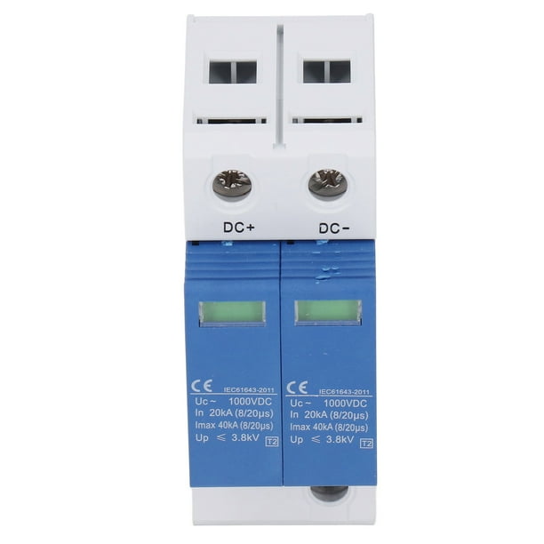 Dispositivo de protección contra sobretensiones SPD, protector de disyuntor fotovoltaico, CC 1000 V, 40 KA, azul y blanco, 2 polos