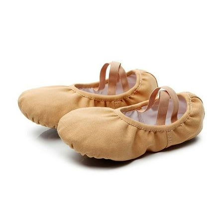 

HAWEE Girls Canvas Ballet Slippers Flats Full Soles Yoga Dance Shoes for Dancing