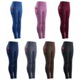 thumbnail image 4 of 2021 Ladies High Waist Sports Yoga Trousers Quick-drying Breathable Stretch Compression Cropped Pants Blue#01, 4 of 5