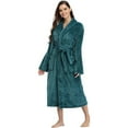 thumbnail image 4 of Womens Robes Plush Fleece Hooded Bathrobe Thick Nightgown with Pockets Sleepwear Robe Green S, 4 of 8