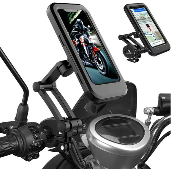 Bike Phone Mount Waterproof.Universal Bike Mobile Phone Holder,Adjustable Motorcycle Phone Mount with Touch Screen/360° Rotation for Motorbike Bicycle Stroller Handlebar Clamp Fits 4-6.8'' Cellphones