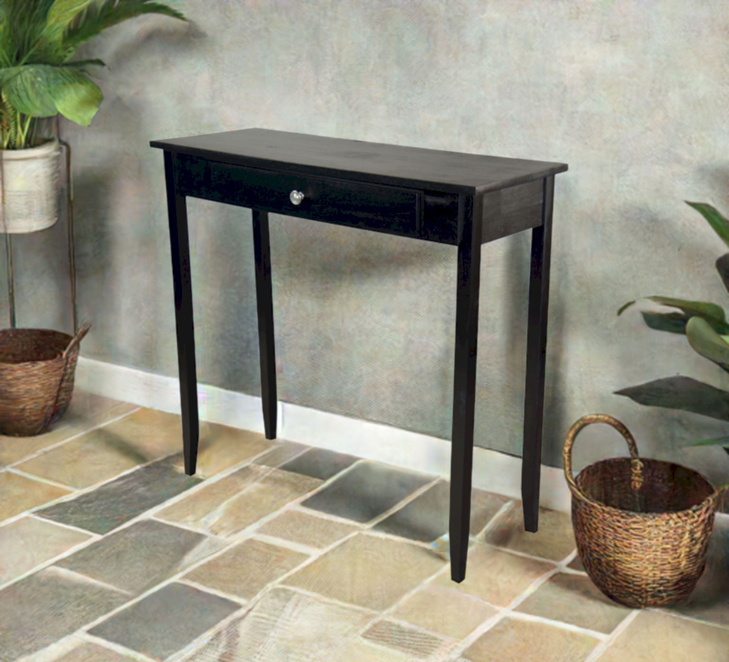 Casual Contemporary Living Modern Acacia Acacia Living Console Table, Black Matte
