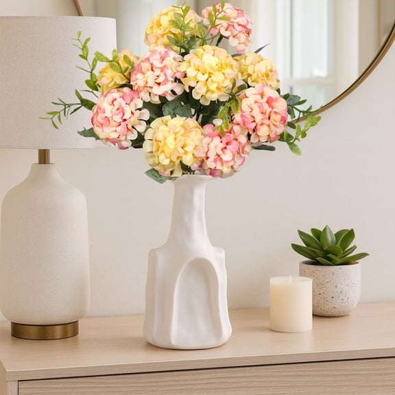 Artificial Hydrangea Flowers Bouquet,Silk Hydrangeas with Greenery,14.1" Faux Floral Arrangements for Wedding Centerpieces,Home Decor,Table Decorations,Party,office,Cemetery,DIY Crafts