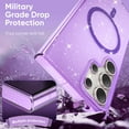 thumbnail image 7 of Compatible with Samsung Galaxy S24 Ultra Magsafe Case Clear Glitter, Anti-Yellow Shockproof Protective Phone Case Slim Transparent Anti-Scratch TPU Bumper Cover for Samsung Galaxy S24 Ultra, Purple, 7 of 7