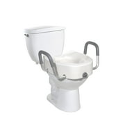 drive Premium White Plastic Non-Elongated Toilet Seat with Arms 5" Height up to 300 lbs