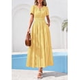 thumbnail image 2 of PRETTYGARDEN Womens Boho Maxi Dress Floral Summer Spring Short Sleeve V Neck A Line Embroidered Beach Vacation Dresses, 2 of 8