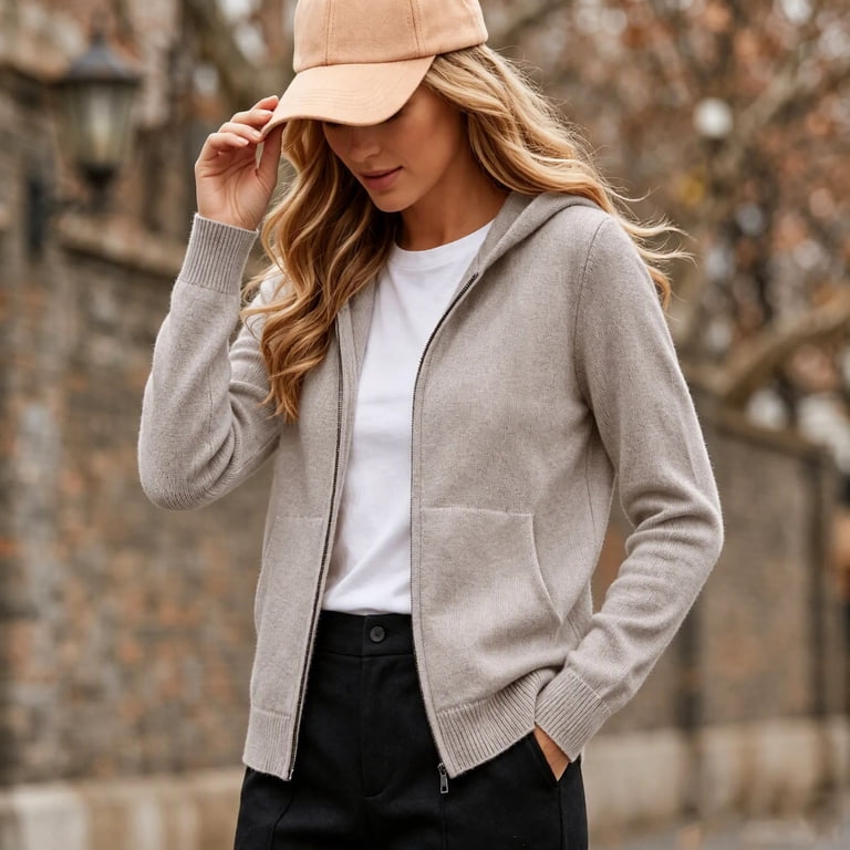 Kezqiaxn Fall Jackets for Women Zip up Hoodie Long Sleeve Lightweight ...