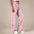 thumbnail image 5 of Ltctricy Girls Pants Polka Dot Wide Leg Trousers with Pockets High Waisted Kids Pants Fall Casual Streetwear(Pink,9-10 Years), 5 of 7