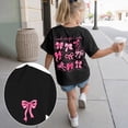thumbnail image 2 of KPOPLK Toddler Girls Graphic T Shirts Cotton Cute Spring Summer Short Sleeve Tees Soft Breathable Tops 2-12T Size 7-8 Years,Black, 2 of 6